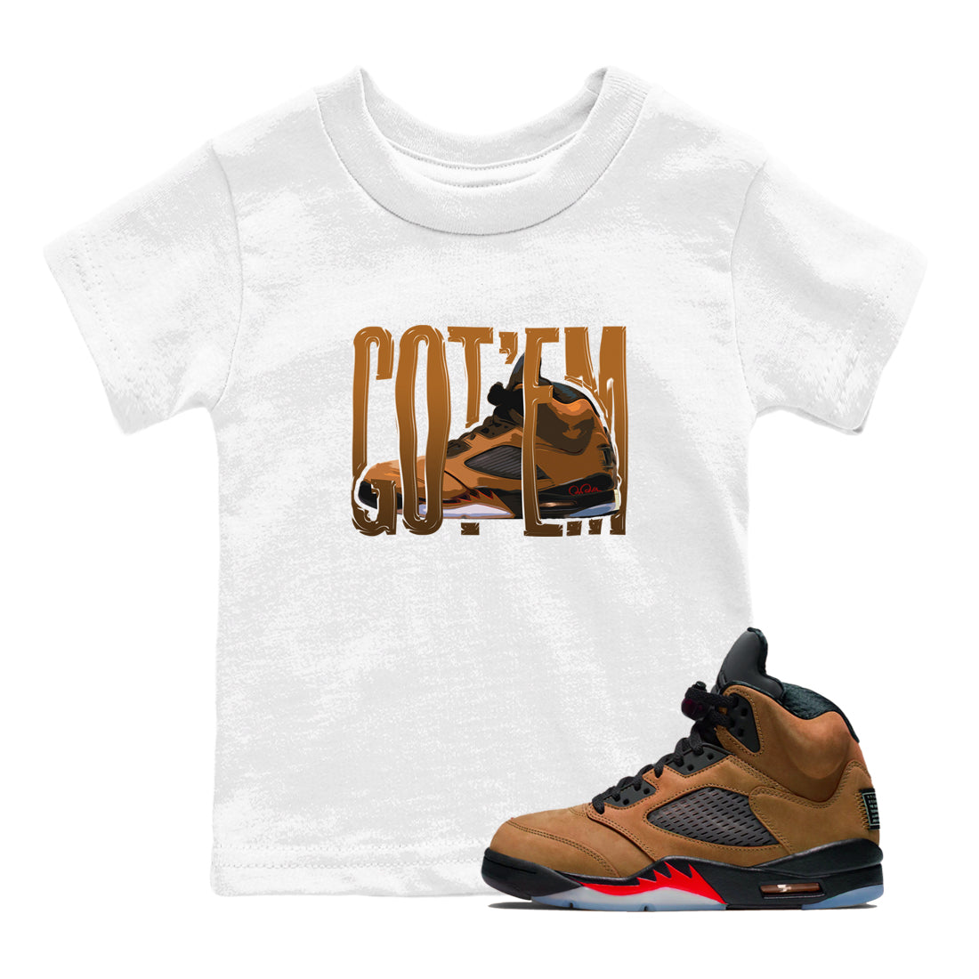 Wiggling Gotem snkmatch Tees Kids - Air Jordan 5 Archaeo Brown