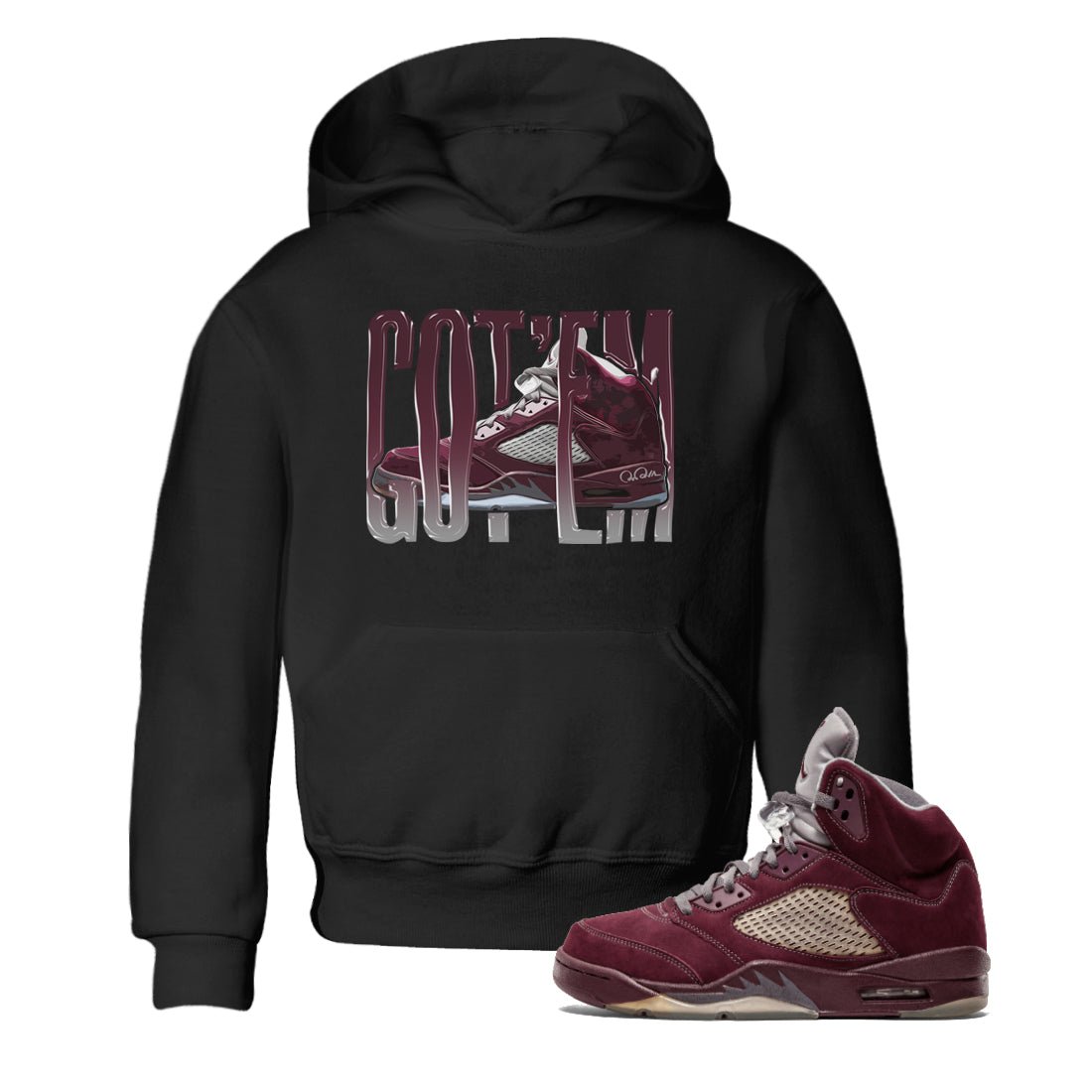 Wiggling Gotem Kids Tops - Air Jordan 5 Burgundy