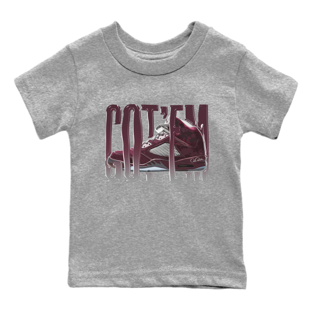 Wiggling Gotem Kids Tops - Air Jordan 5 Burgundy
