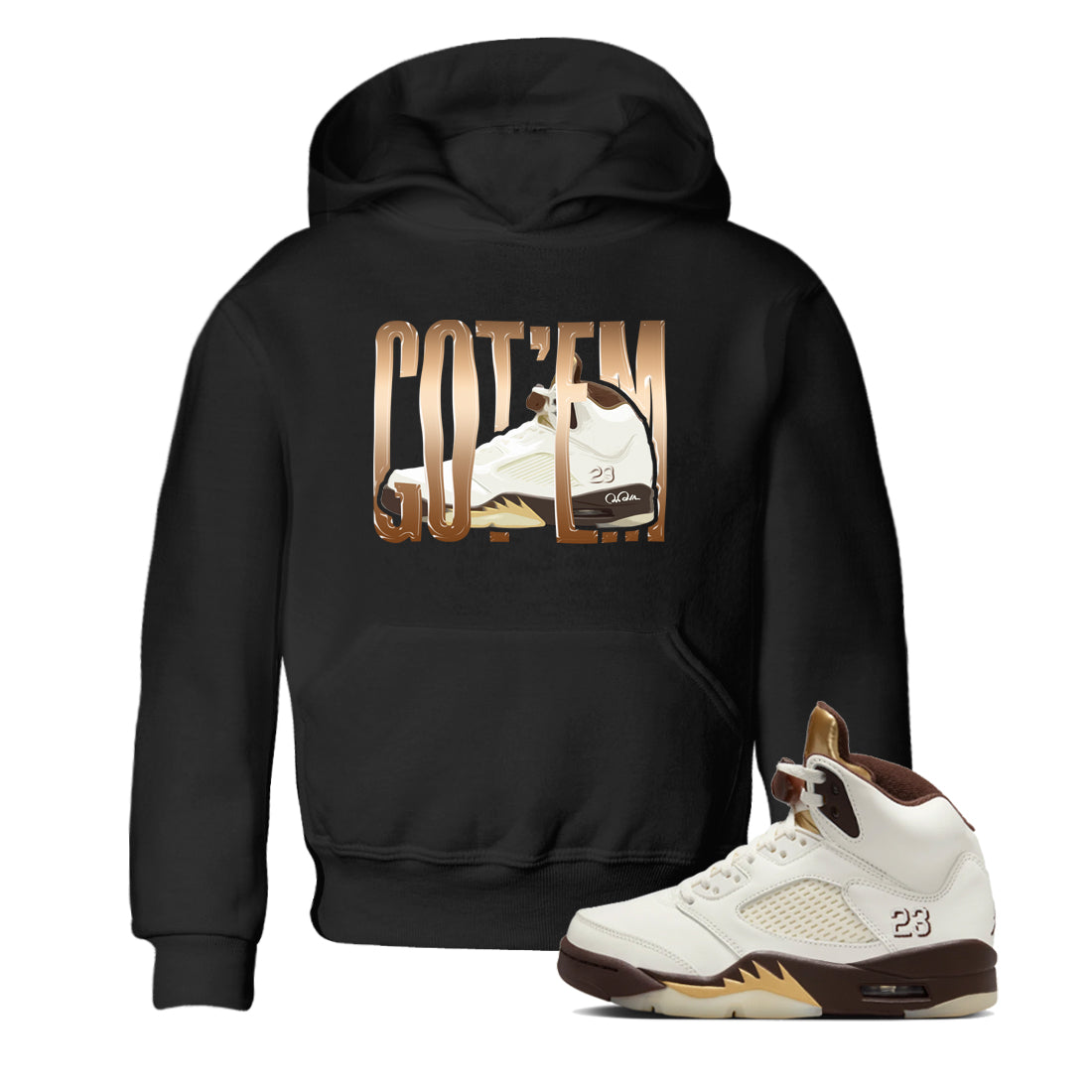 Wiggling Gotem snkmatch Tees Kids - Air Jordan 5 Golden Ticket