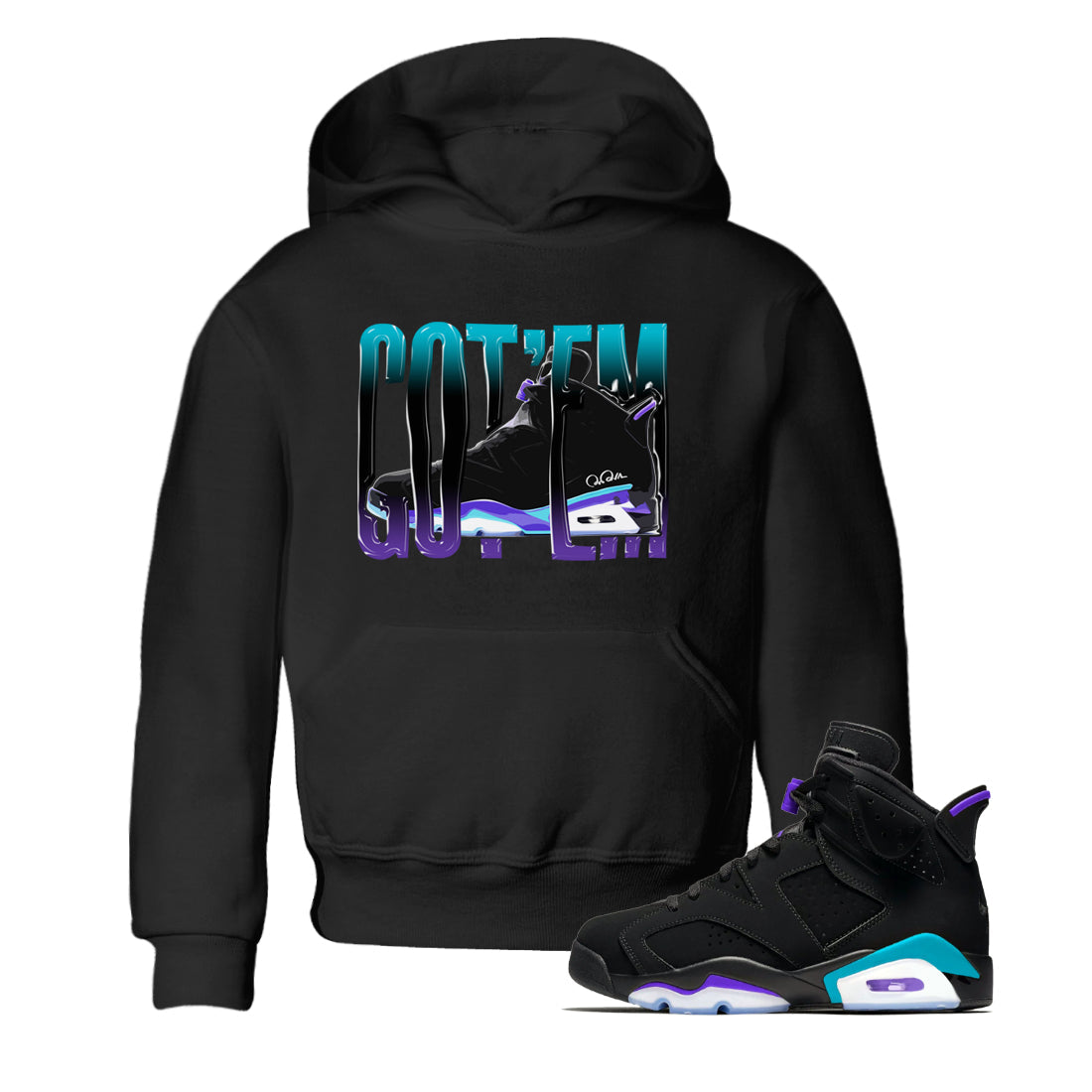 Wiggling Gotem Kids Tops - Air Jordan 6 Aqua