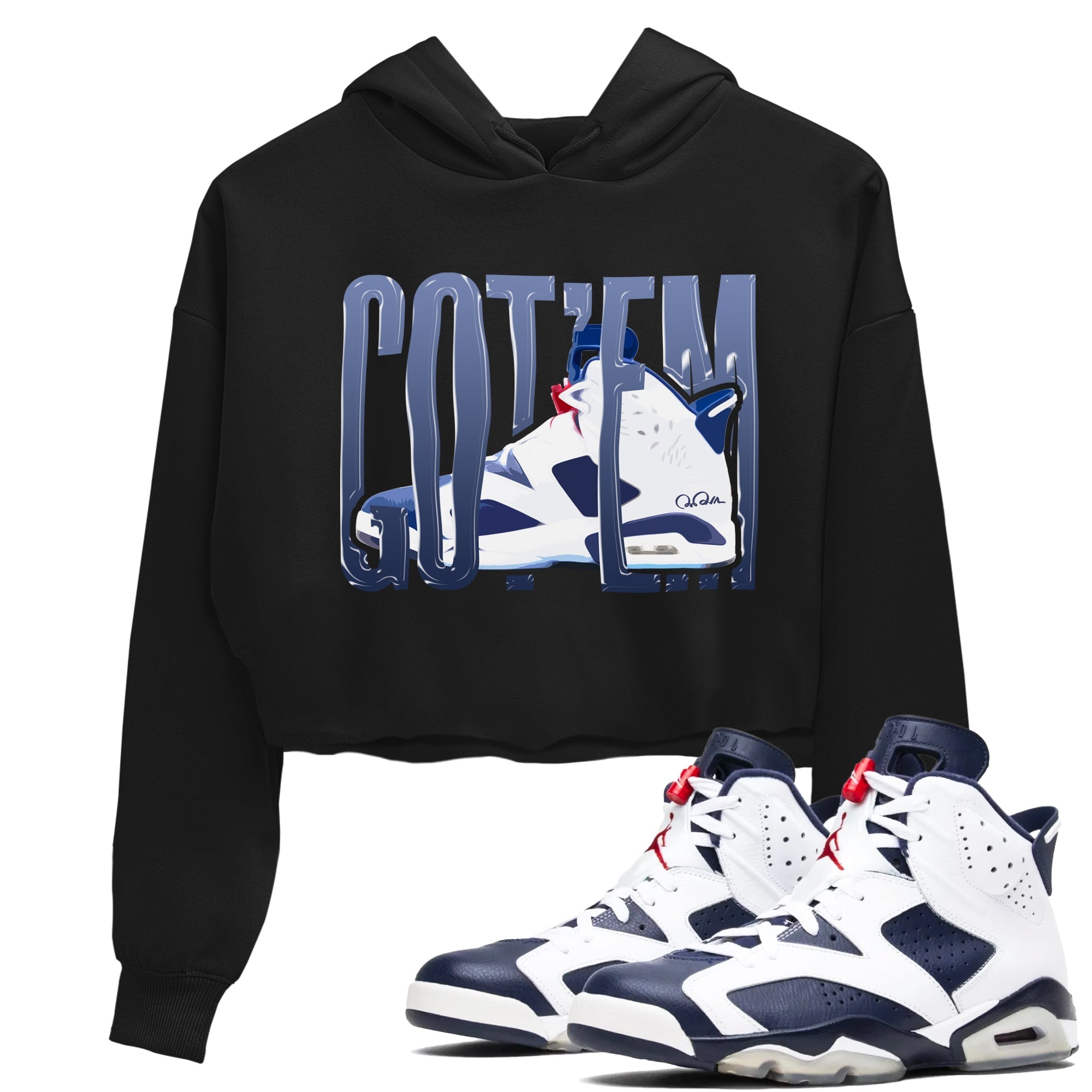 Wiggling Gotem snkmatch Women's Top - Air Jordan 6 White And Midnight Navy