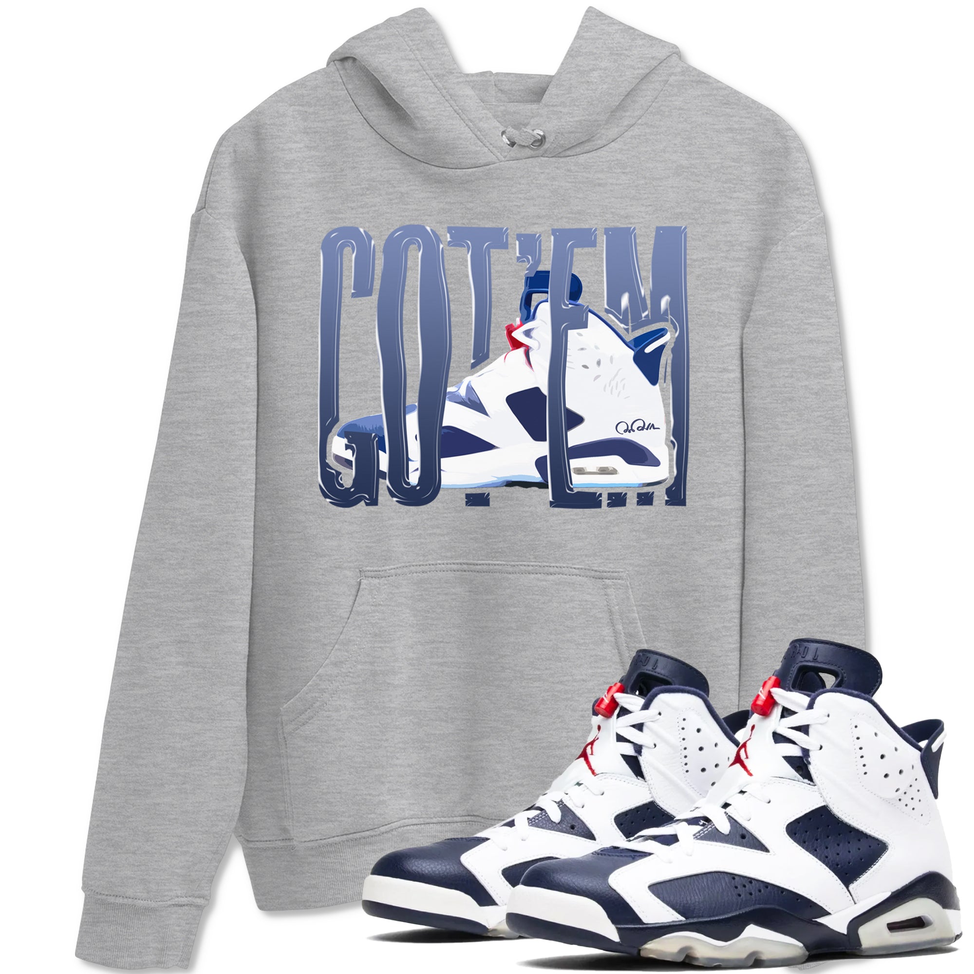Wiggling Gotem snkmatch Tees - Air Jordan 6 White And Midnight Navy