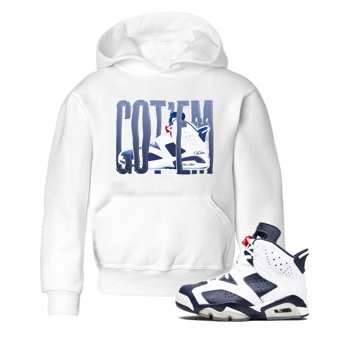 Wiggling Gotem snkmatch Tees Kids - Air Jordan 6 White And Midnight Navy
