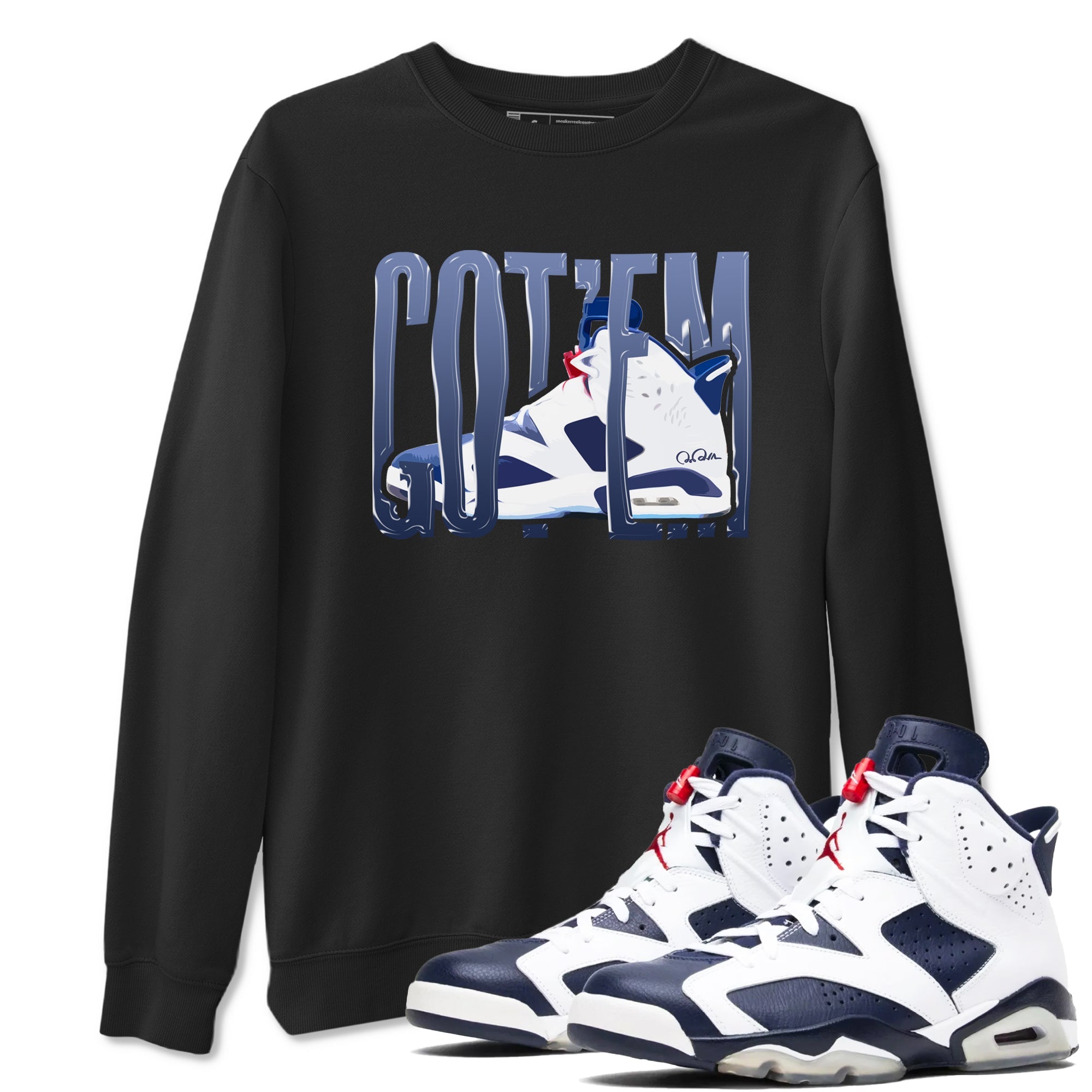 Wiggling Gotem snkmatch Tees - Air Jordan 6 White And Midnight Navy