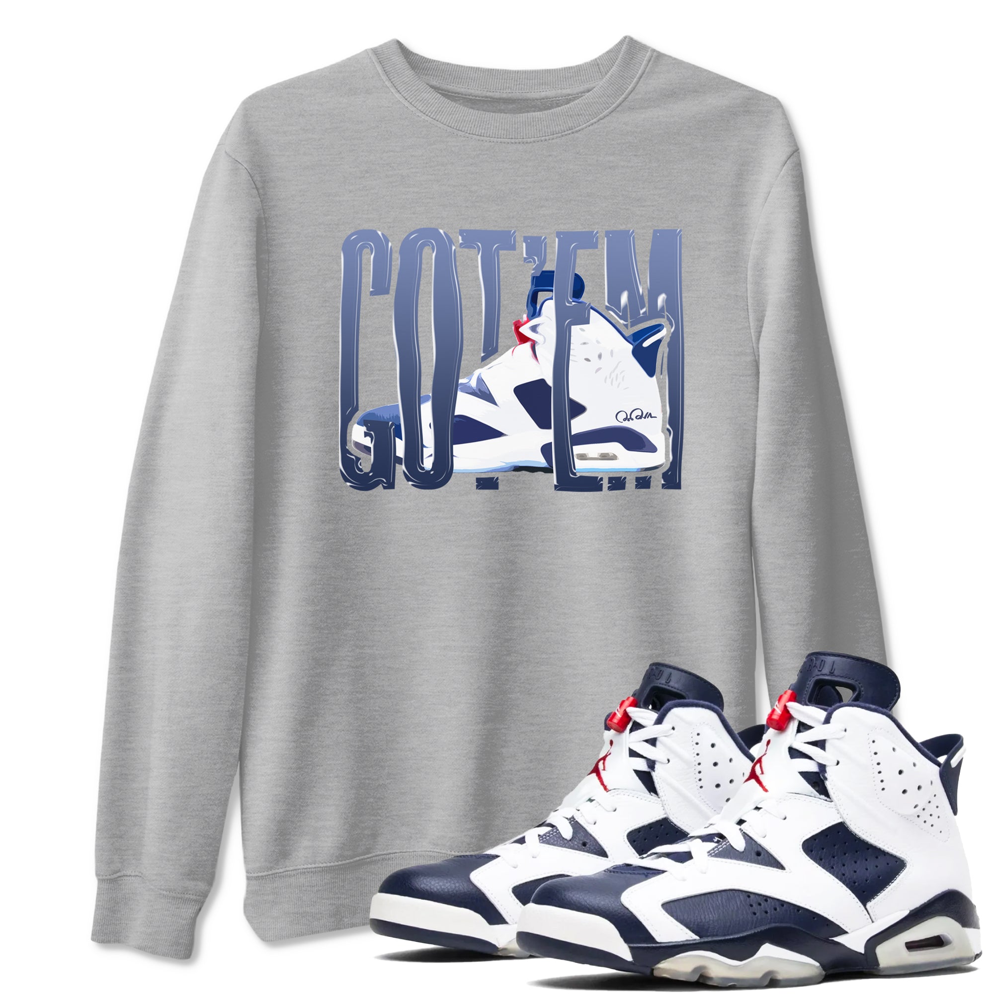 Wiggling Gotem snkmatch Tees - Air Jordan 6 White And Midnight Navy