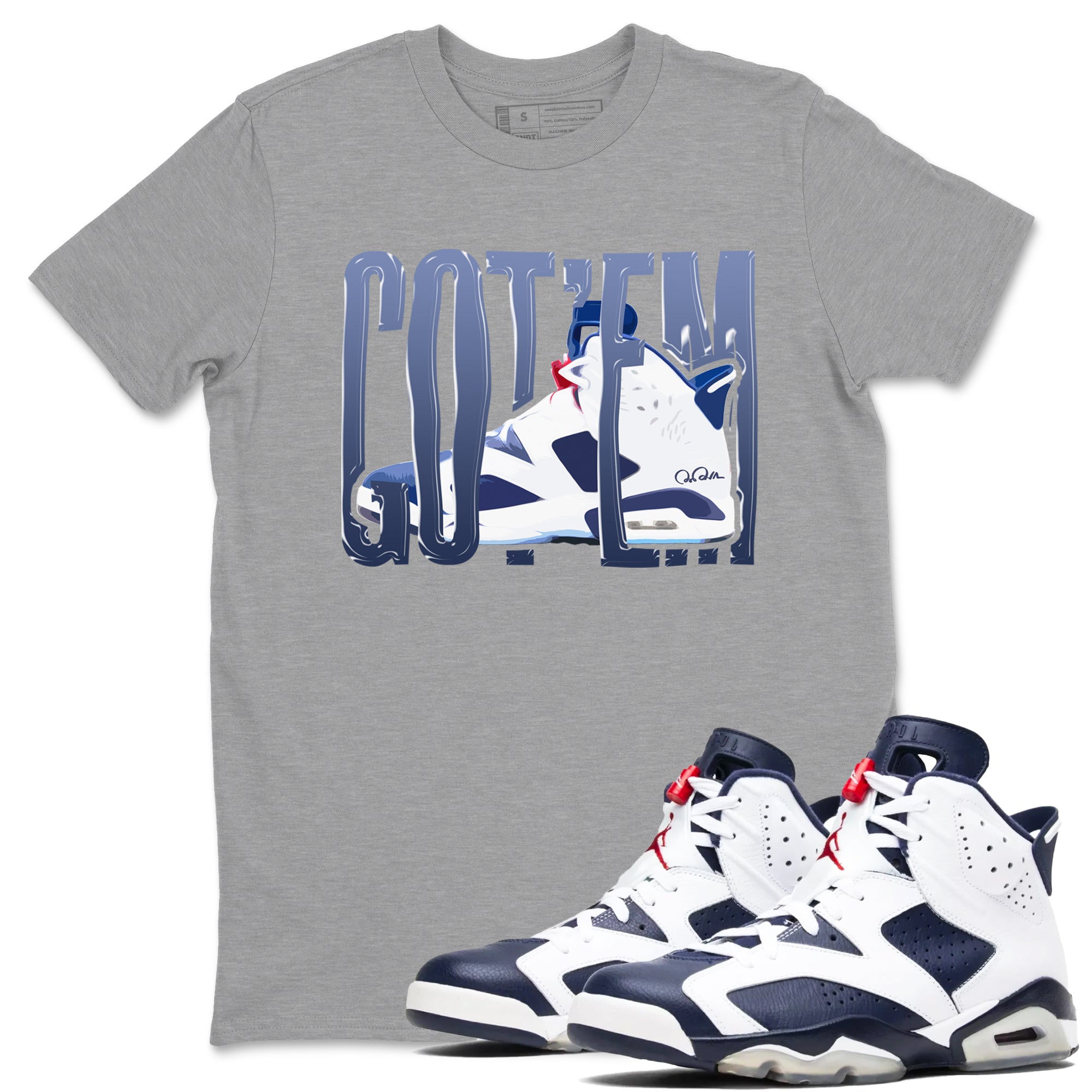 Wiggling Gotem snkmatch Tees - Air Jordan 6 White And Midnight Navy