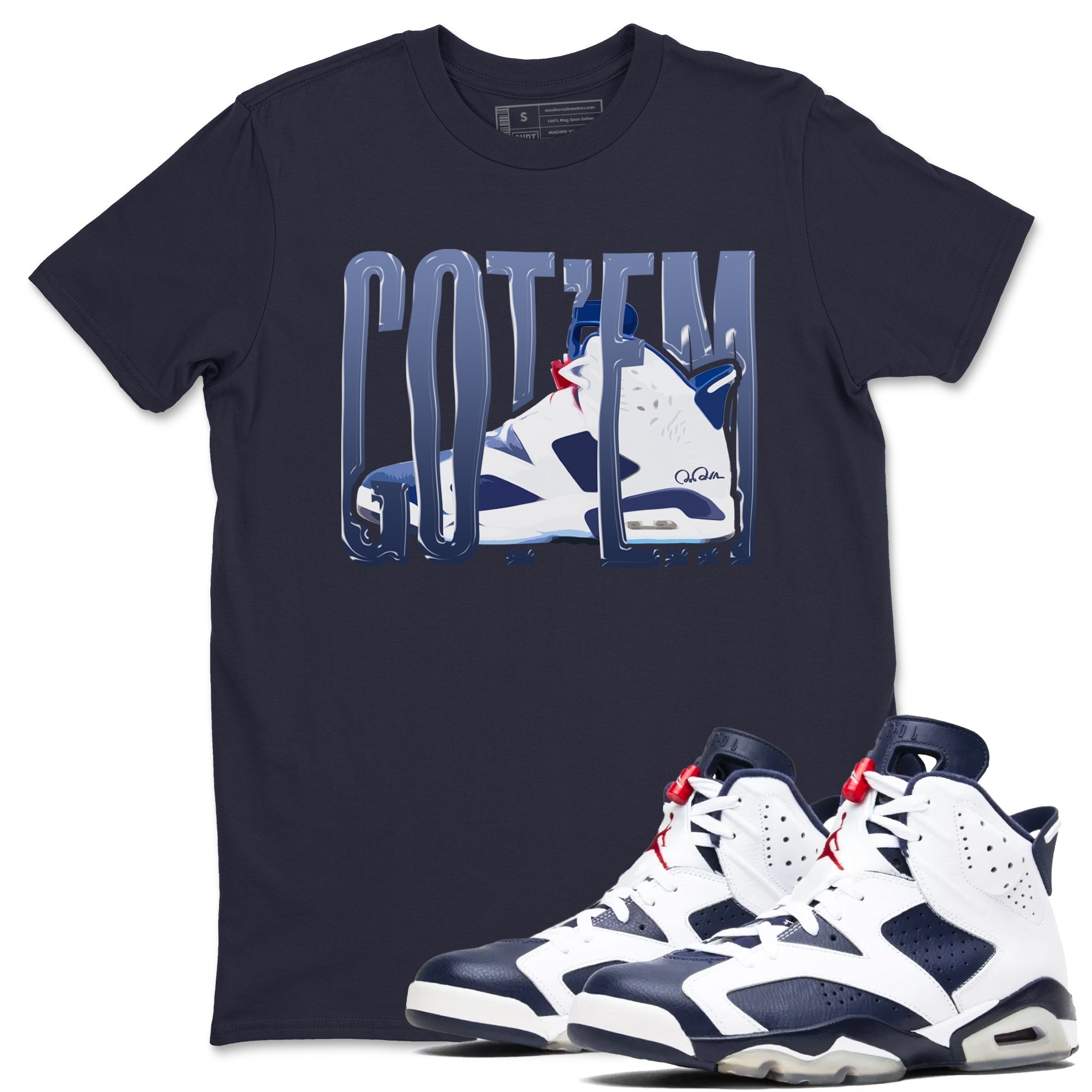 Wiggling Gotem snkmatch Tees - Air Jordan 6 White And Midnight Navy