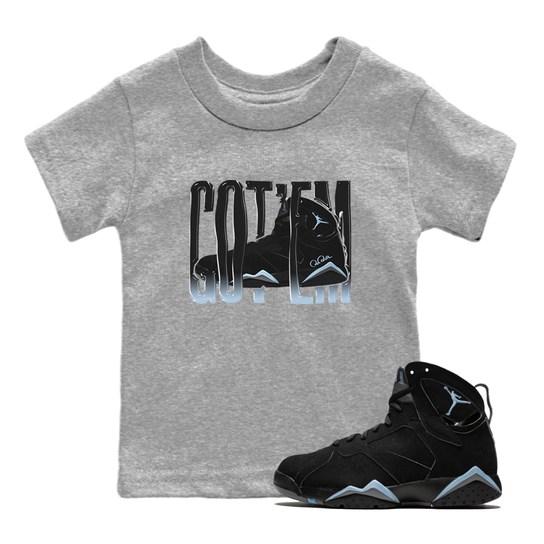 Wiggling Gotem Kids Tops - Air Jordan 7 Chambray