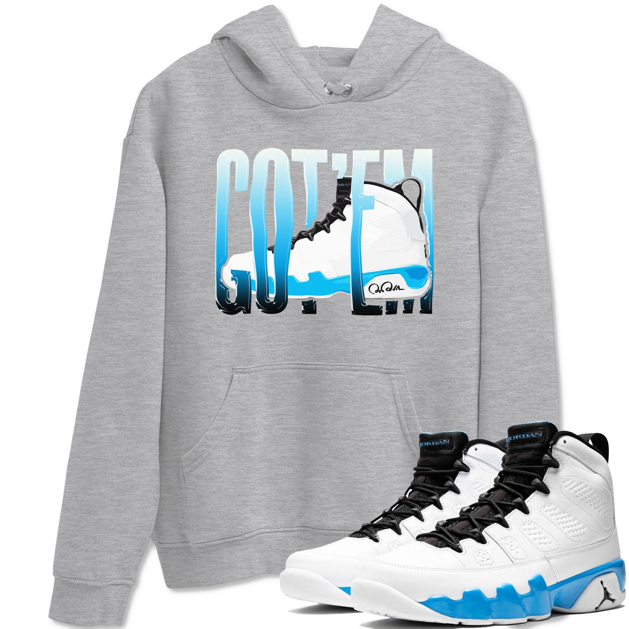 Wiggling Gotem snkmatch Tees - Air Jordan 9 Powder Blue