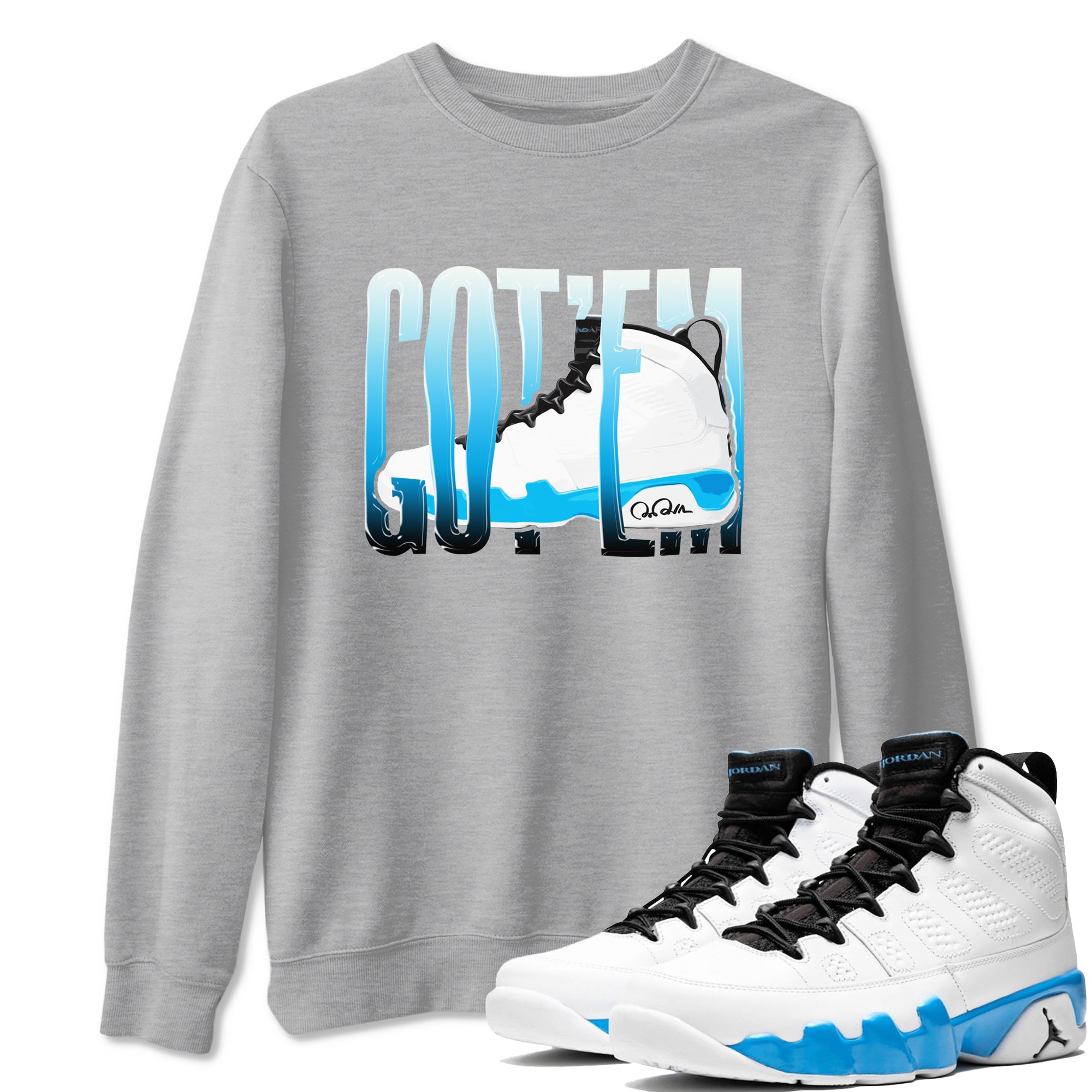 Wiggling Gotem snkmatch Tees - Air Jordan 9 Powder Blue