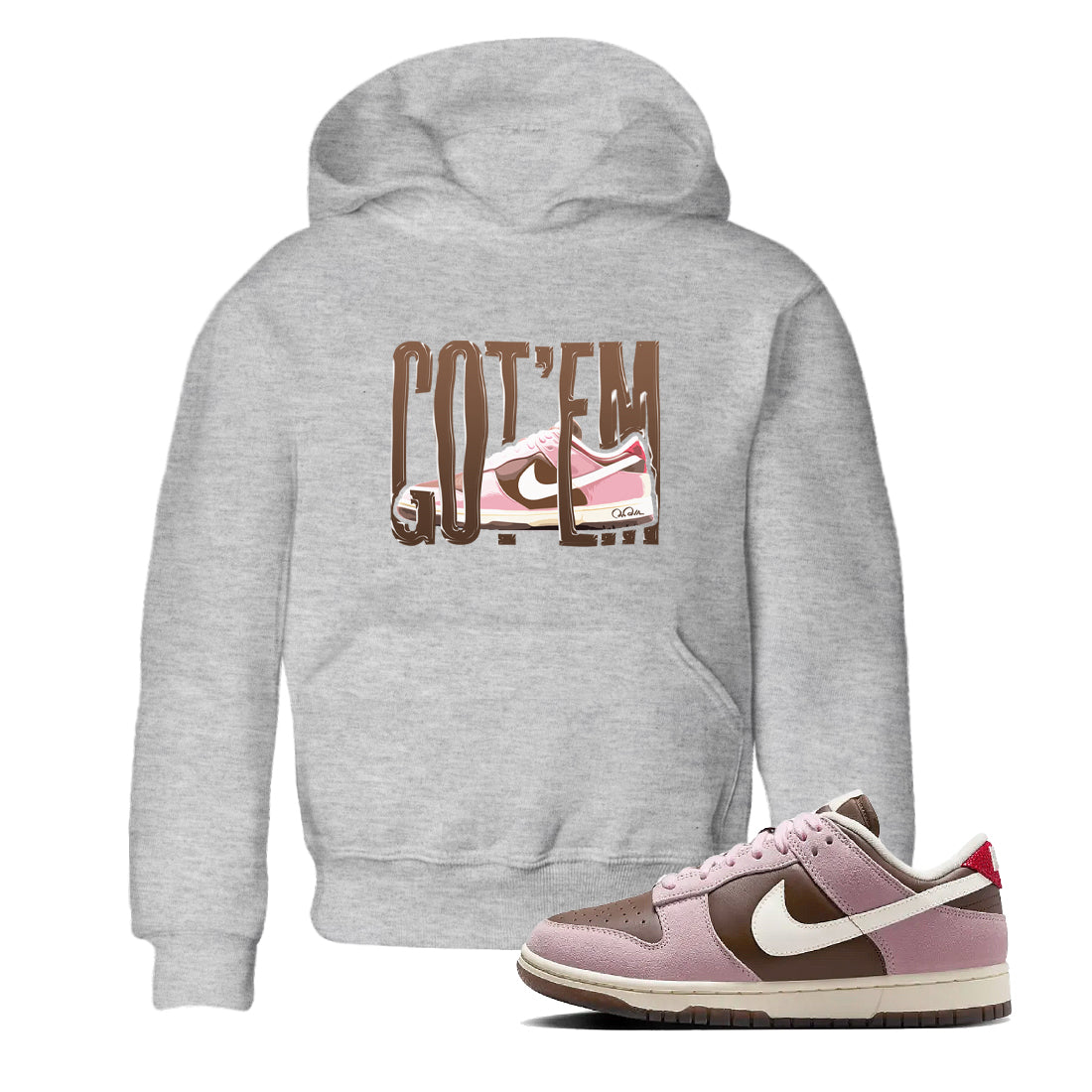 Wiggling Gotem snkmatch Tees Kids - Dunk Cacao Wow And Pink Foam