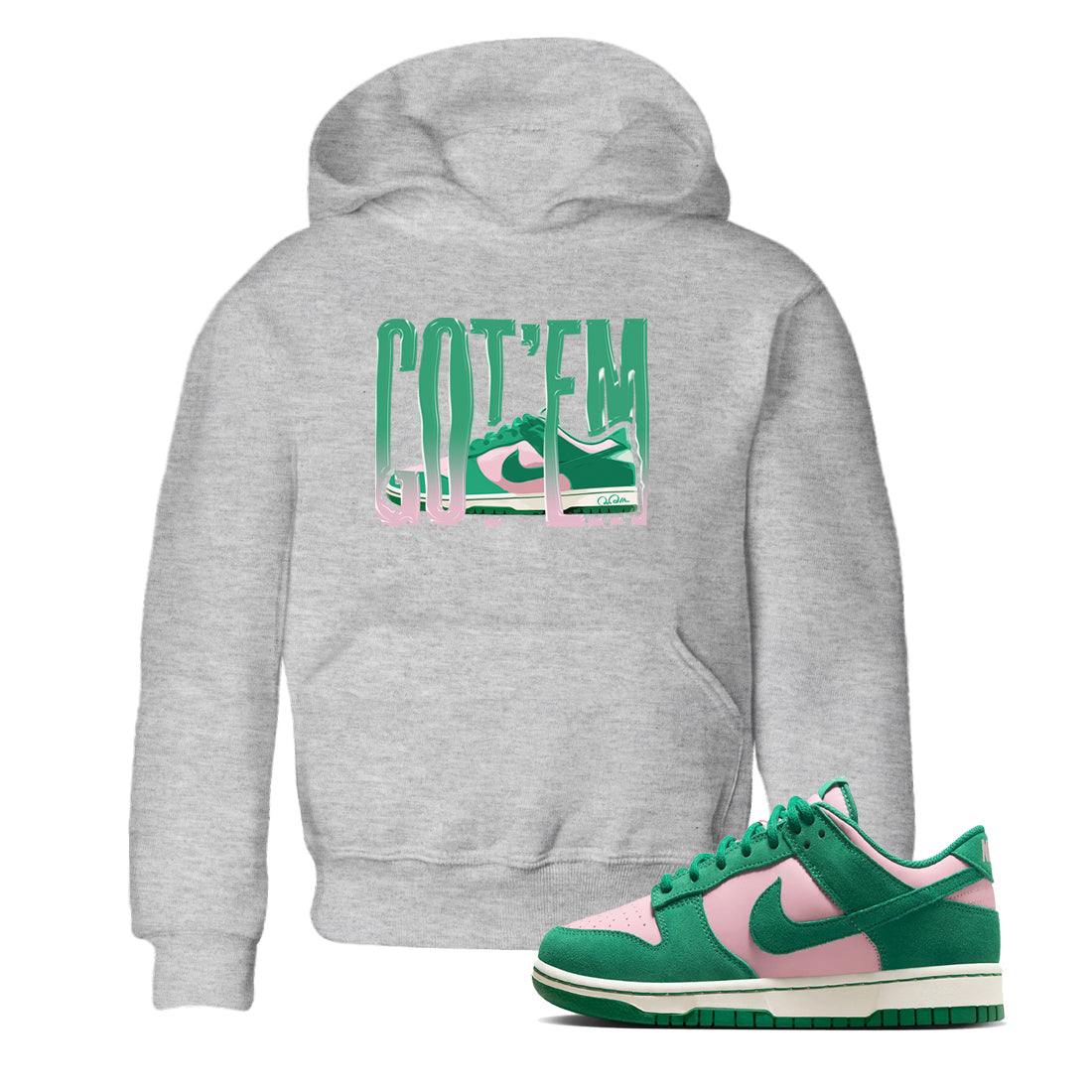 Wiggling Gotem snkmatch Tees Kids - Dunk Medium Soft Pink Malachite