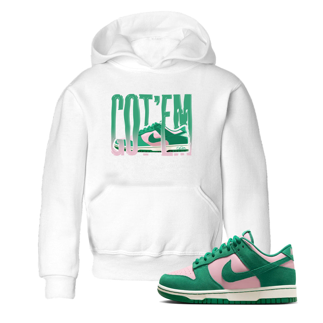 Wiggling Gotem snkmatch Tees Kids - Dunk Medium Soft Pink Malachite