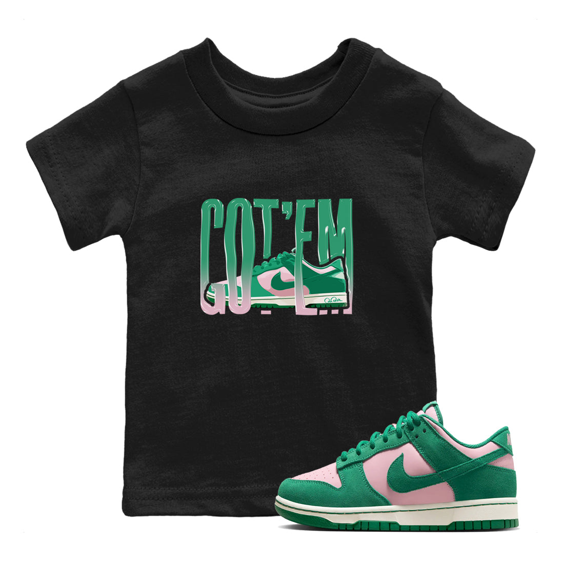 Wiggling Gotem snkmatch Tees Kids - Dunk Medium Soft Pink Malachite