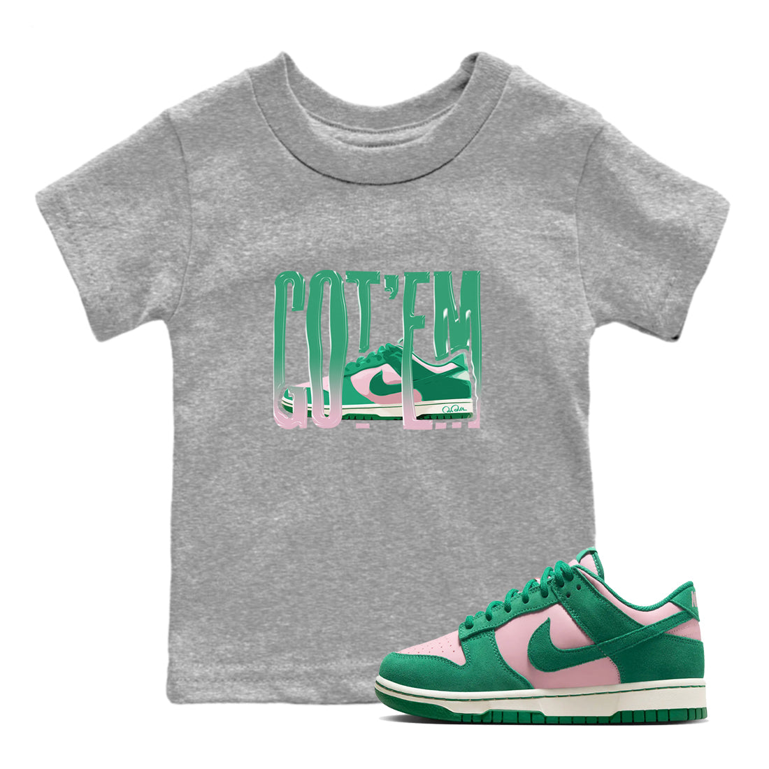 Wiggling Gotem snkmatch Tees Kids - Dunk Medium Soft Pink Malachite