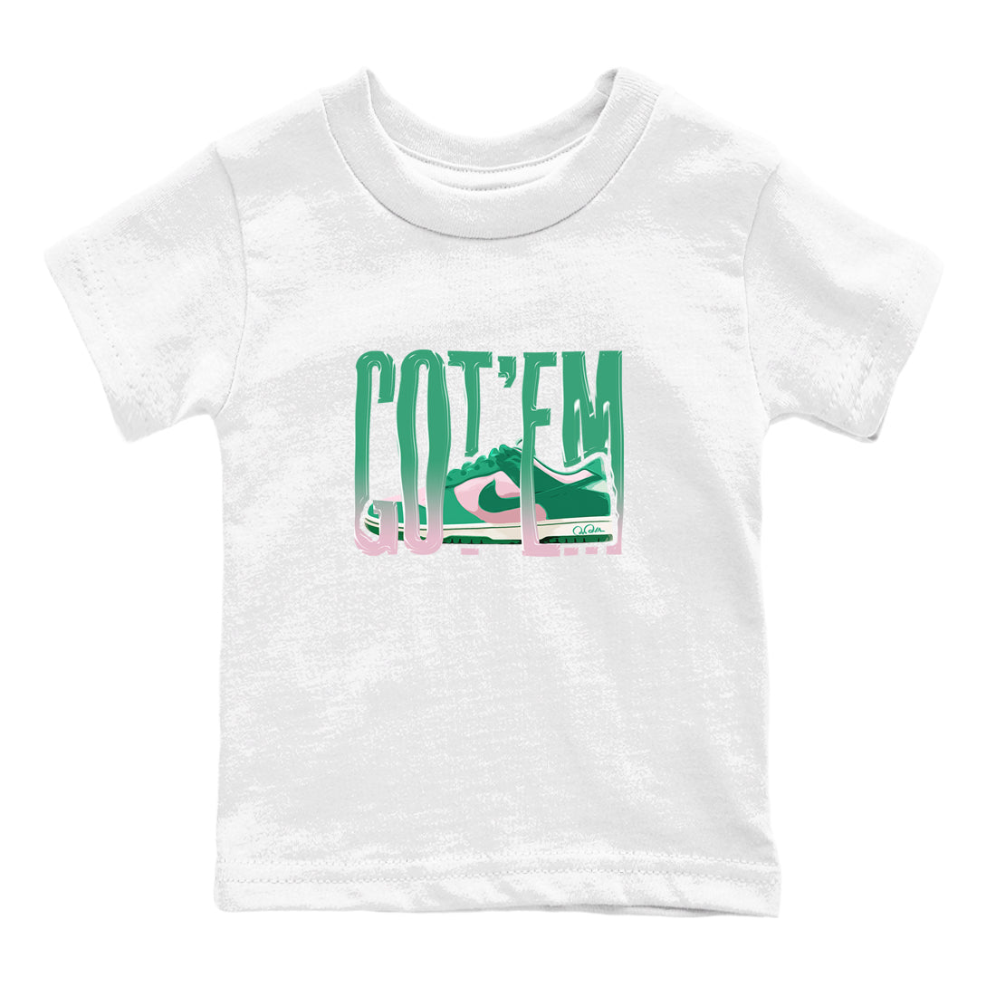 Wiggling Gotem snkmatch Tees Kids - Dunk Medium Soft Pink Malachite