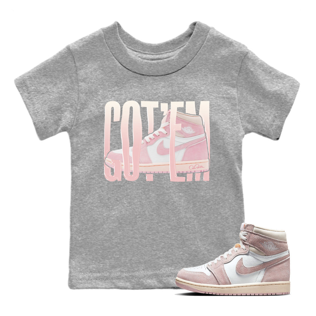 Wiggling Gotem Kids Tops - Air Jordan 1 Washed Pink