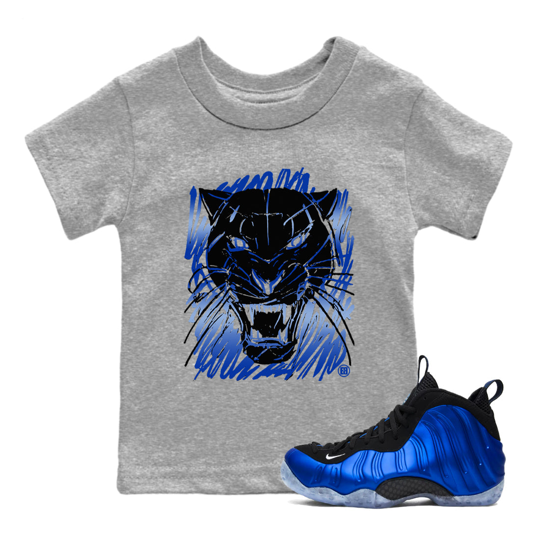 Wild Cat Doodle snkmatch Tees Kids - Air Foamposite One Royal