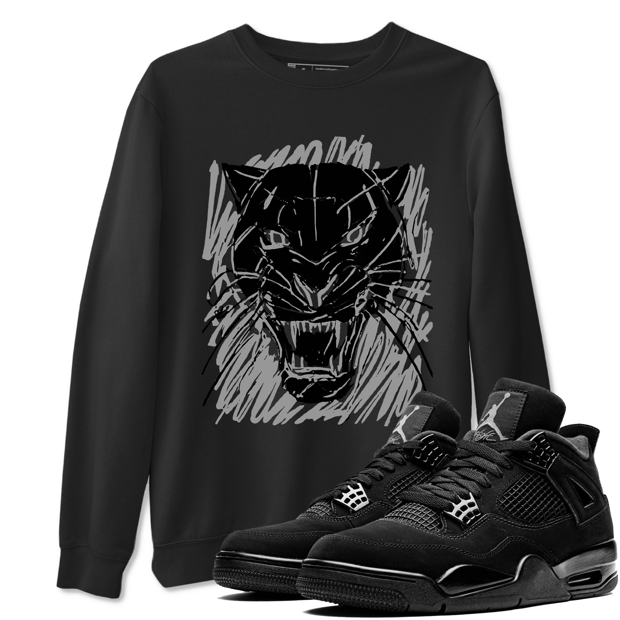 Wild Cat Doodle snkmatch Tees - Air Jordan 4 Black Cat
