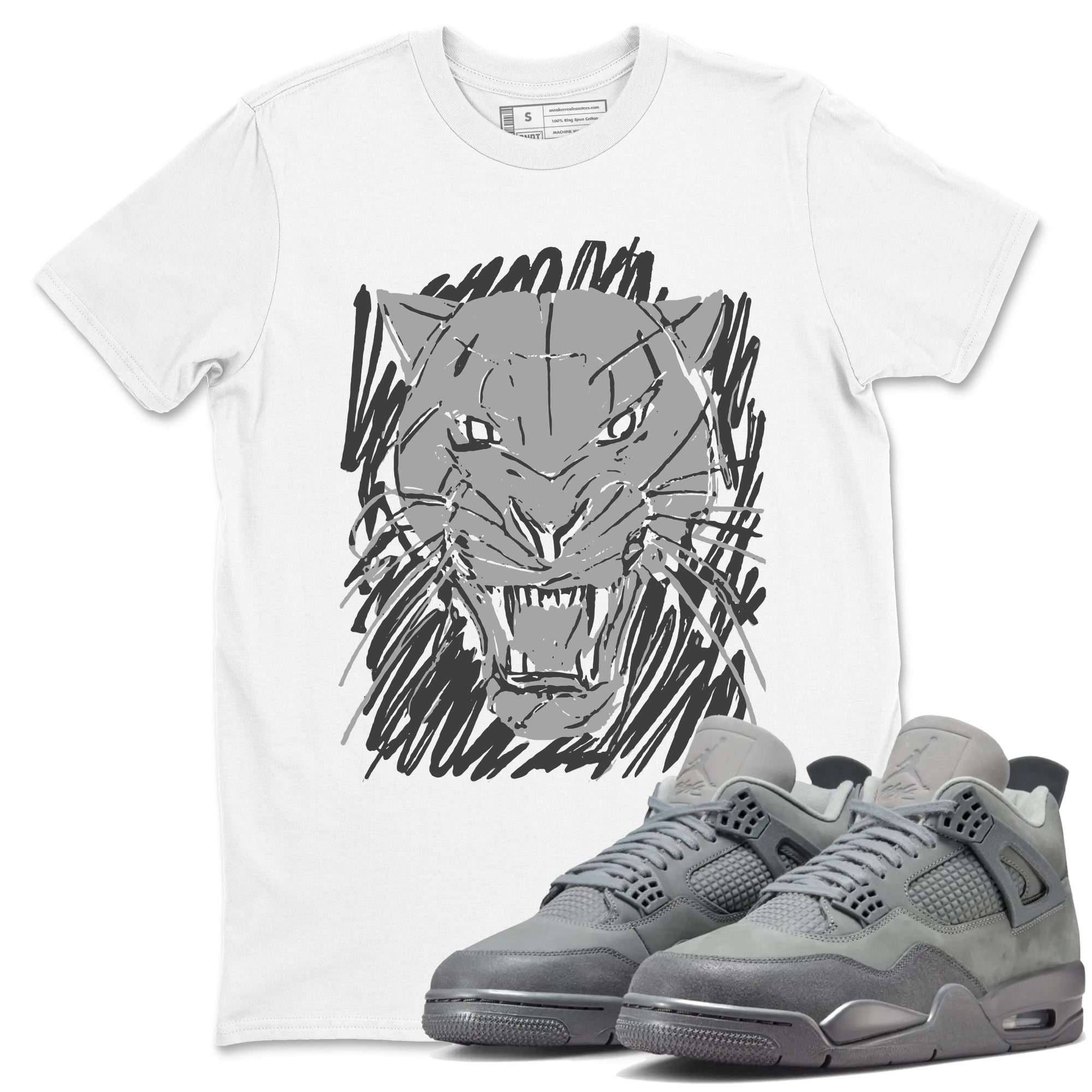 Wild Cat Doodle snkmatch Tees - Air Jordan 4 Wet Cement