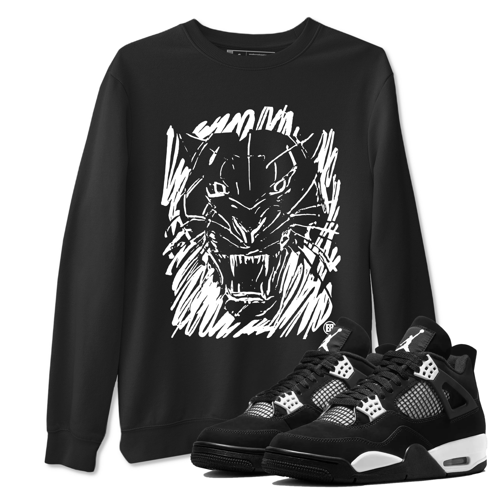 Wild Cat Doodle snkmatch Tees - Air Jordan 4 White Thunder