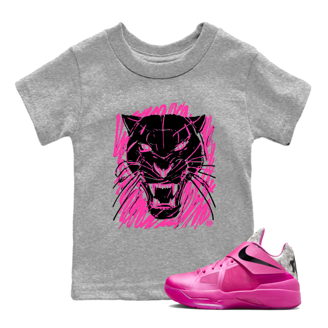Wild Cat Doodle snkmatch Tees Kids - Nike KD 4 Aunt Pearl