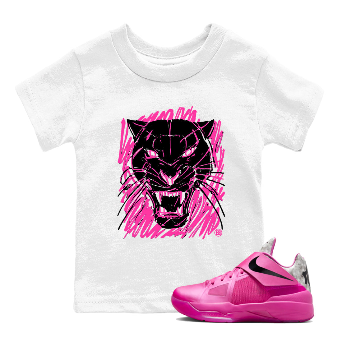 Wild Cat Doodle snkmatch Tees Kids - Nike KD 4 Aunt Pearl