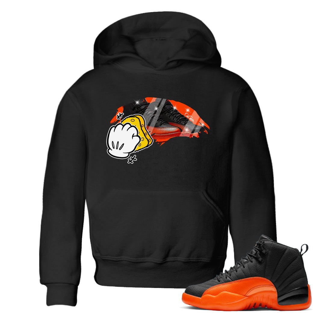 Wiping Kids Tops - Air Jordan 12 Brilliant Orange