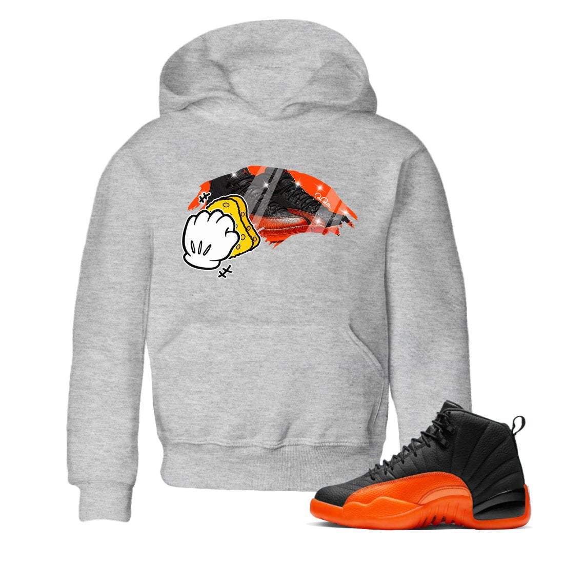 Wiping Kids Tops - Air Jordan 12 Brilliant Orange