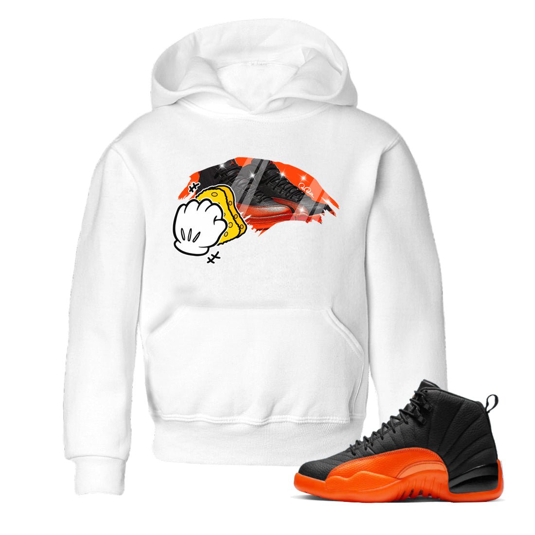 Wiping Kids Tops - Air Jordan 12 Brilliant Orange