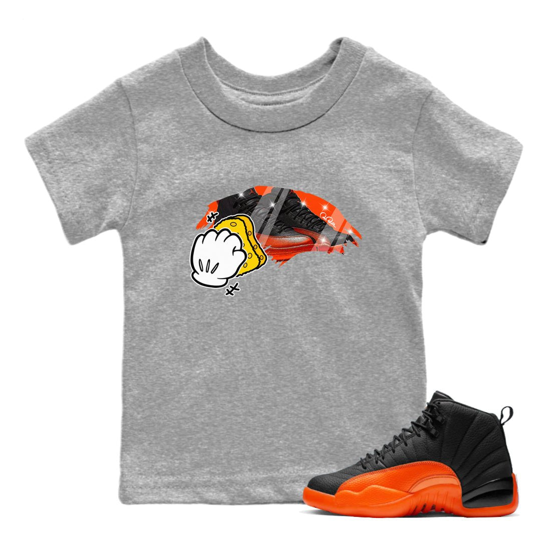 Wiping Kids Tops - Air Jordan 12 Brilliant Orange