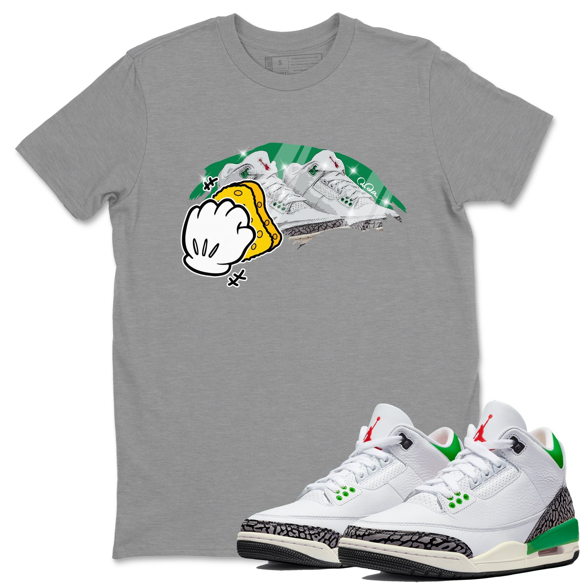 Wiping Unisex Tops - Air Jordan 3 Lucky Green