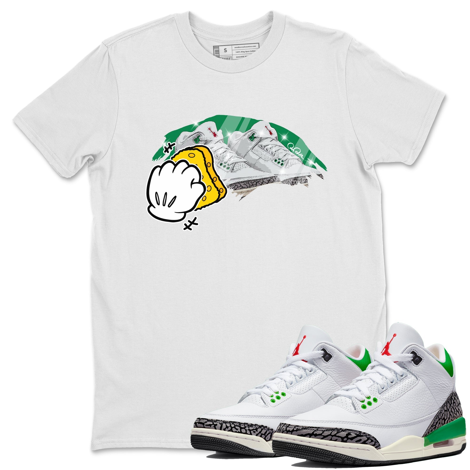 Wiping Unisex Tops - Air Jordan 3 Lucky Green