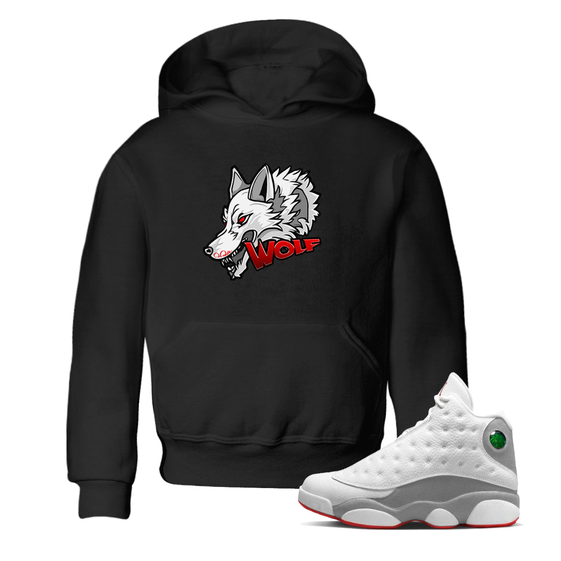 Wolf Head Kids Tops - Air Jordan 13 Wolf Grey
