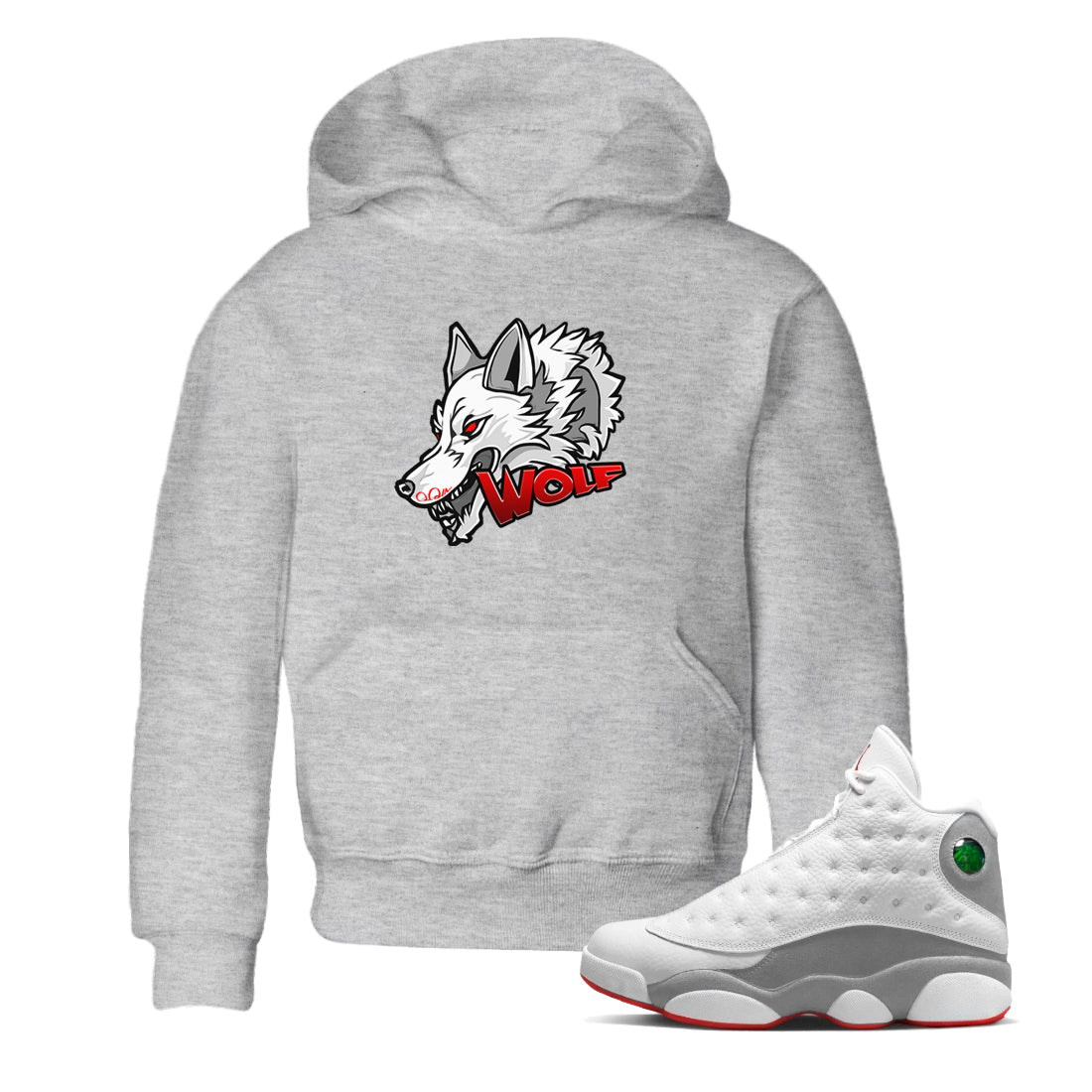 Wolf Head Kids Tops - Air Jordan 13 Wolf Grey
