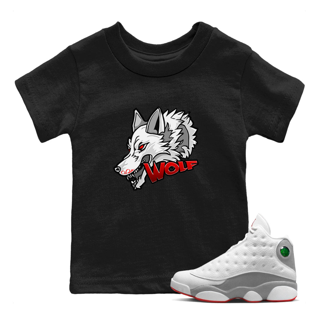 Wolf Head Kids Tops - Air Jordan 13 Wolf Grey