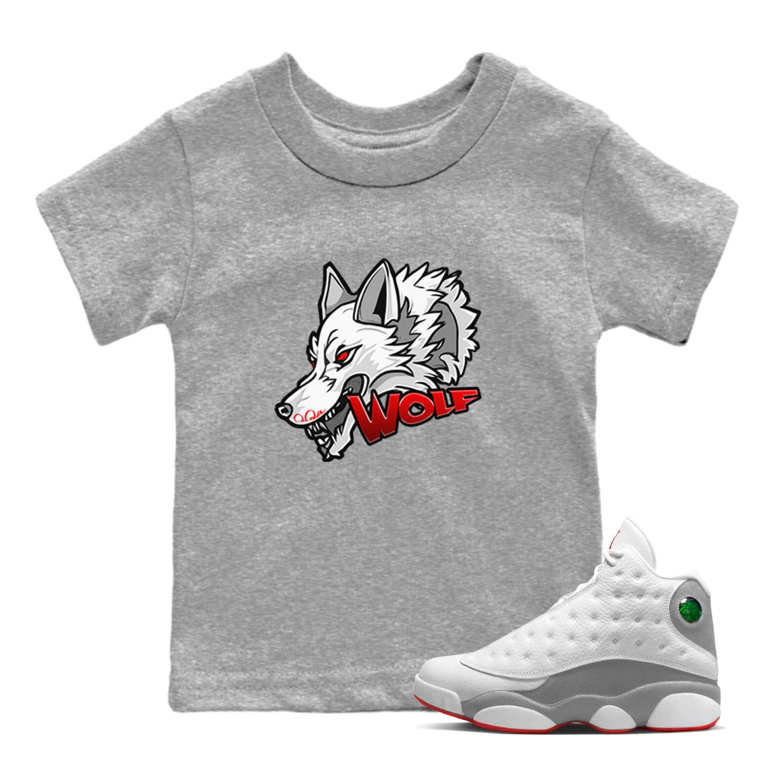 Wolf Head Kids Tops - Air Jordan 13 Wolf Grey