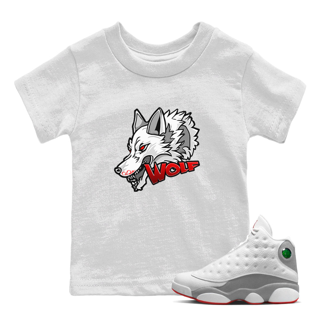 Wolf Head Kids Tops - Air Jordan 13 Wolf Grey