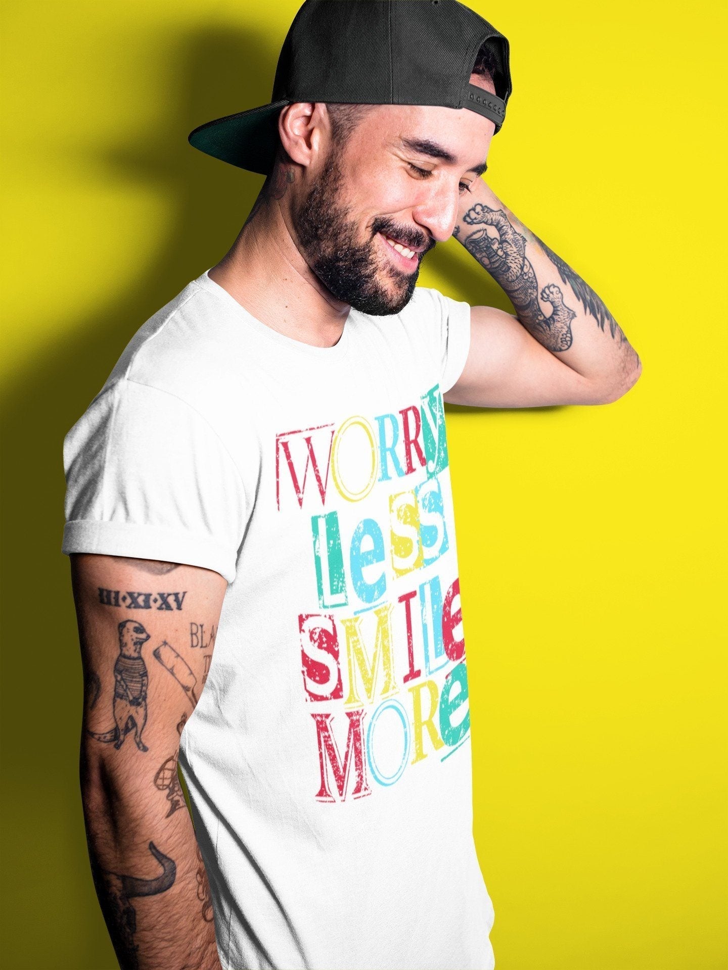 Worry Less Smile More Unisex Tops - Dunk Free 99 White