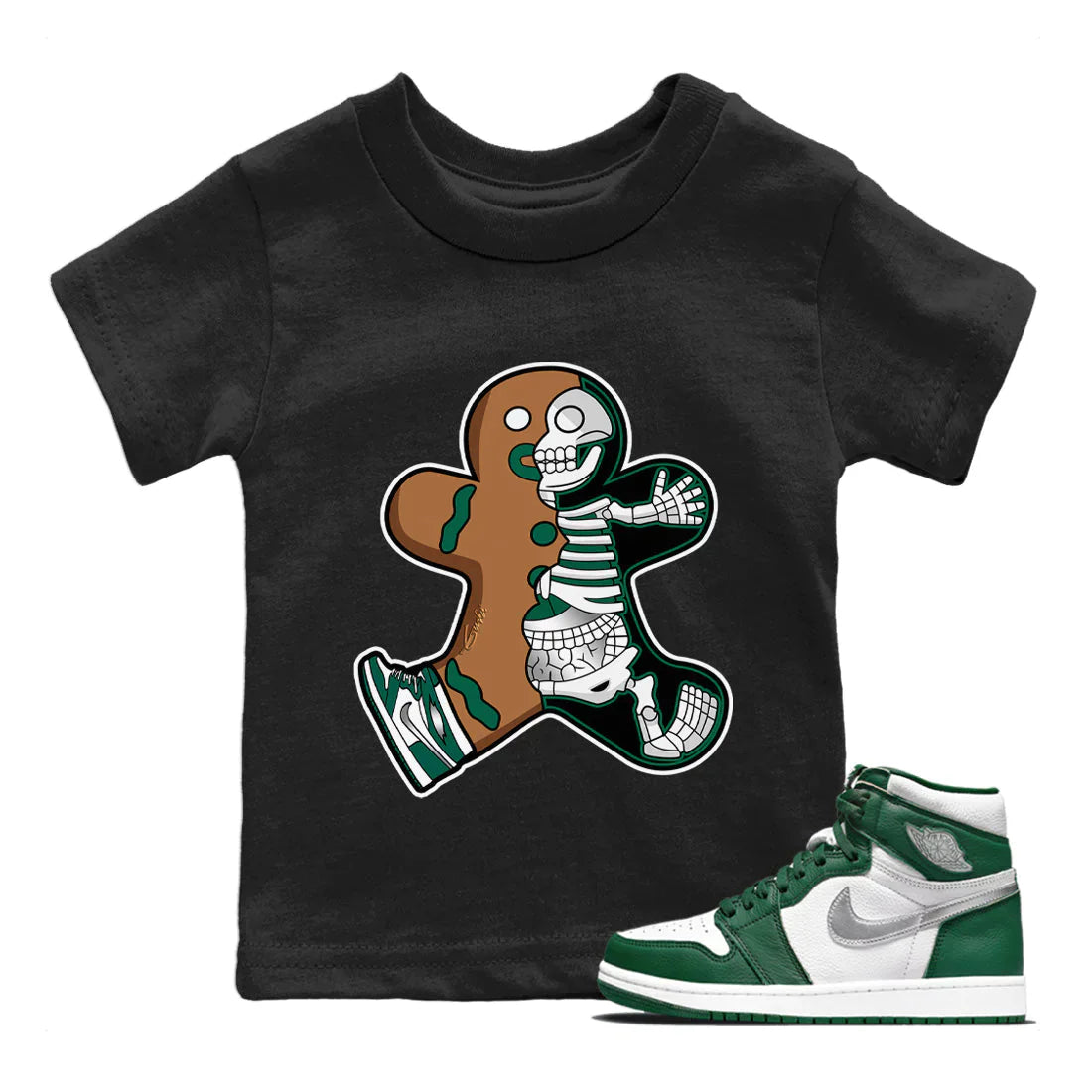 Xray Gingerbread Man Kids Tops - Air Jordan 1 Gorge Green
