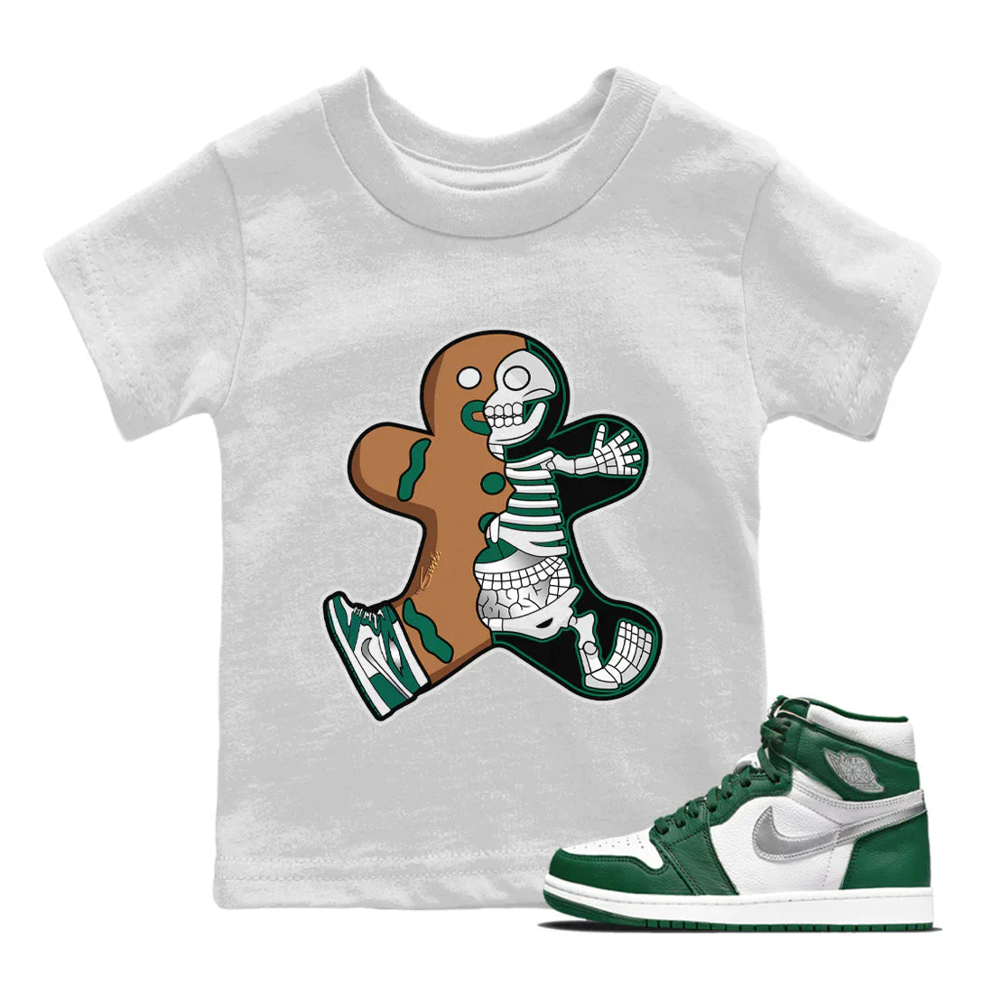 Xray Gingerbread Man Kids Tops - Air Jordan 1 Gorge Green