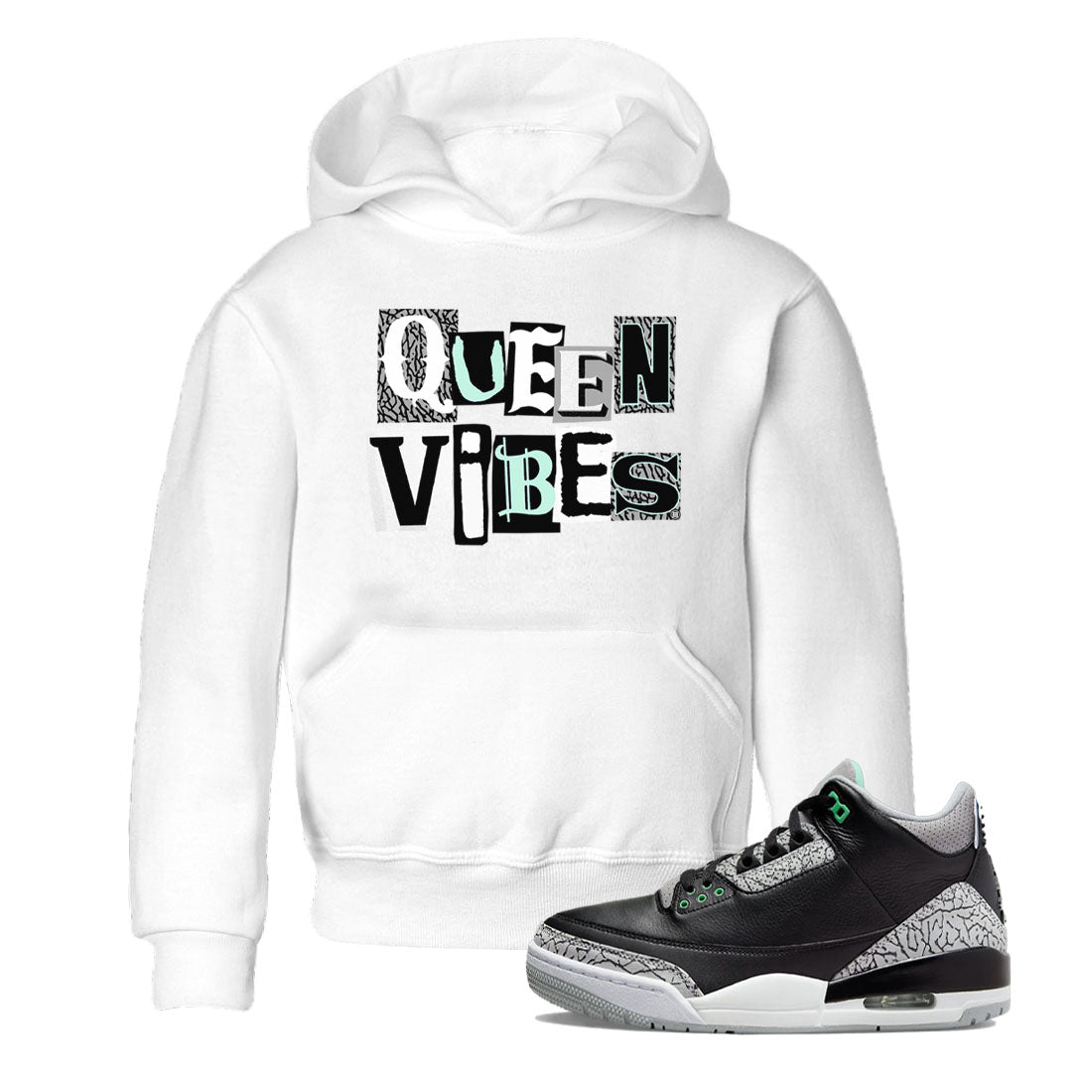 Queen Vibes snkmatch Tees Kids - Air Jordan 3 Green Glow