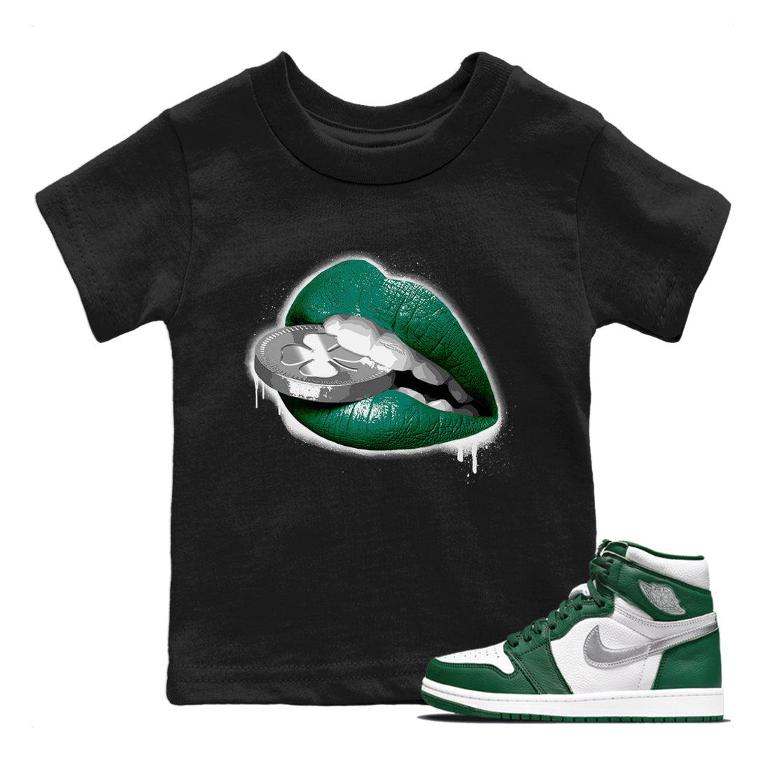 Lips Coin Kids Tops - Air Jordan 1 Gorge Green