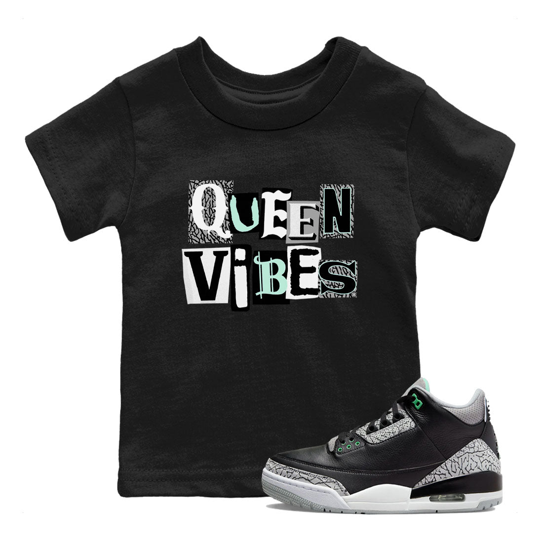 Queen Vibes snkmatch Tees Kids - Air Jordan 3 Green Glow