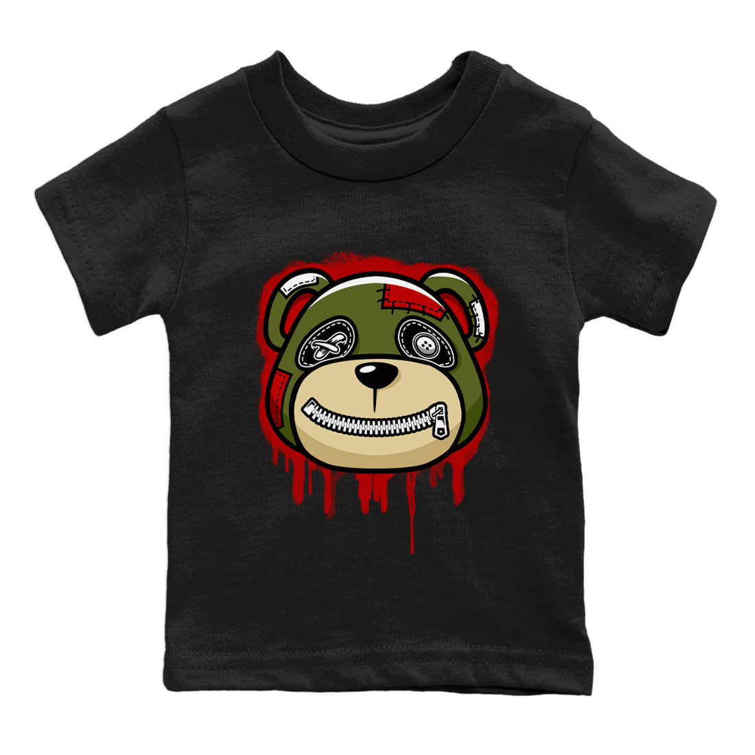 Bear Face Kids Tops - Air Jordan 1 Travis Scott Olive