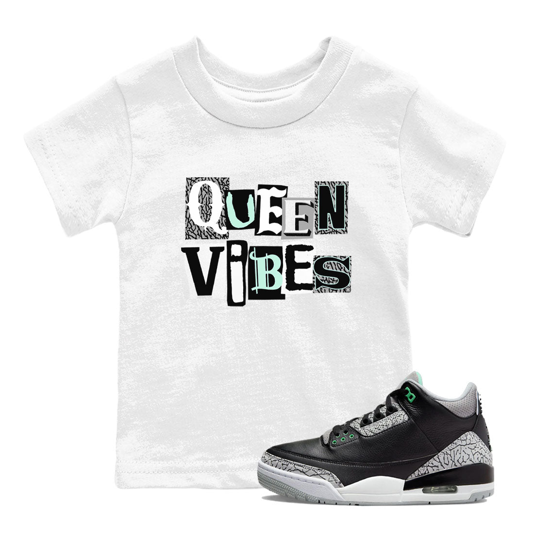 Queen Vibes snkmatch Tees Kids - Air Jordan 3 Green Glow