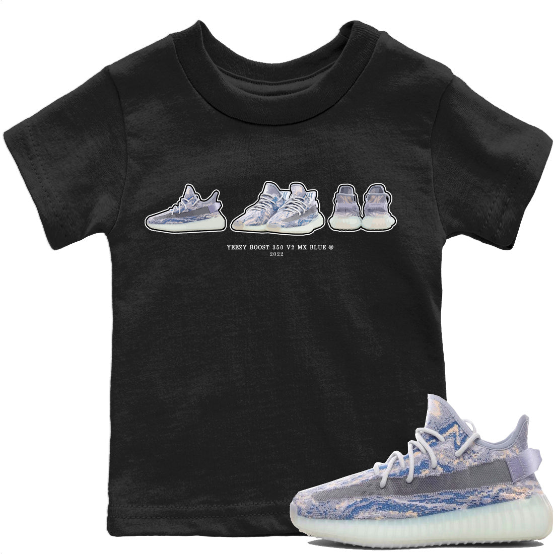 snkmatch Prelude Kids Tops - Yeezy 350 MX Blue