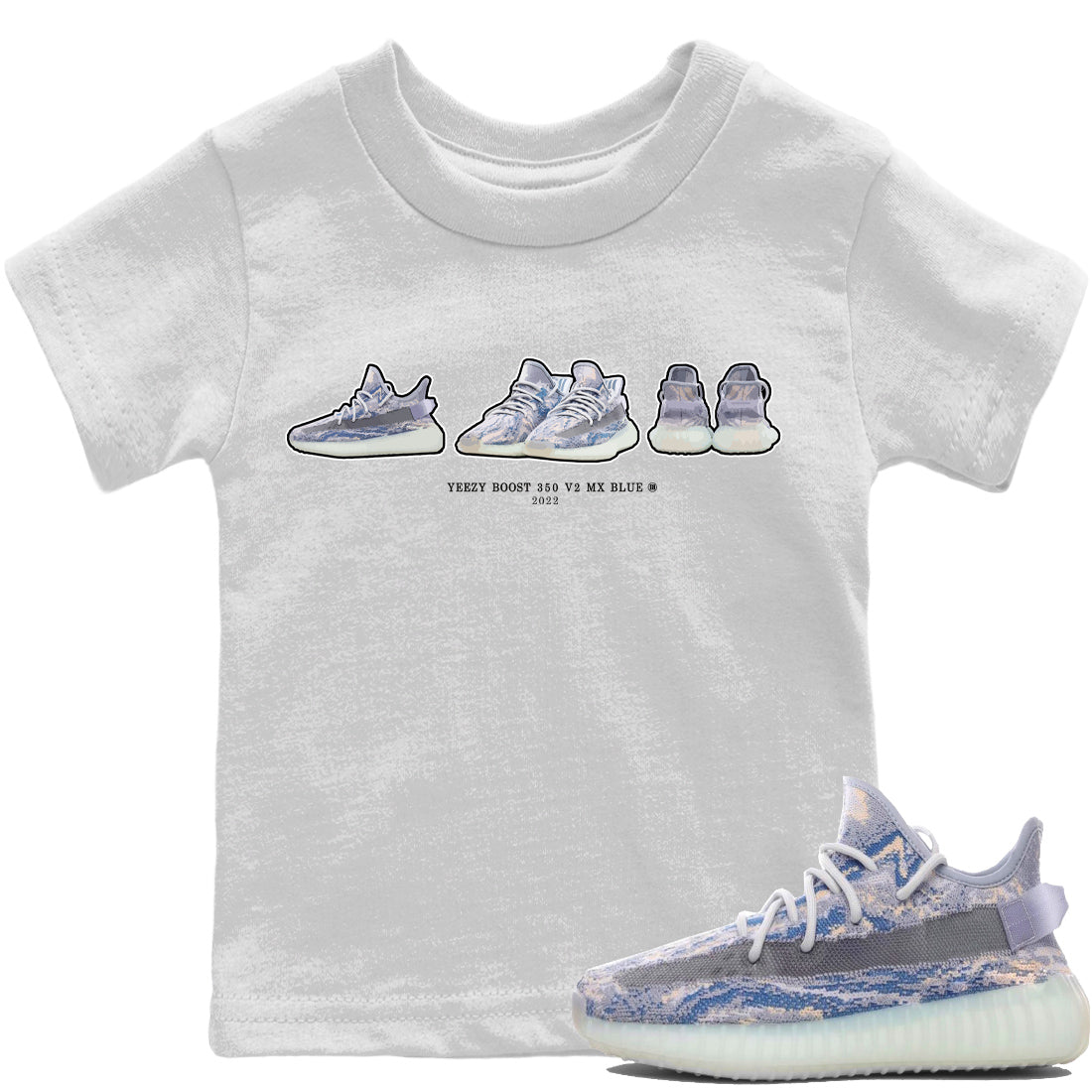 snkmatch Prelude Kids Tops - Yeezy 350 MX Blue