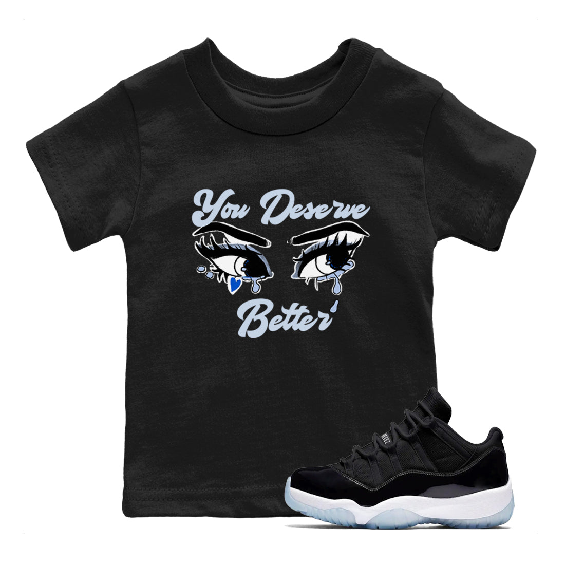 You Deserve Better snkmatch Tees Kids - Air Jordan 11 Black and Varsity Royal